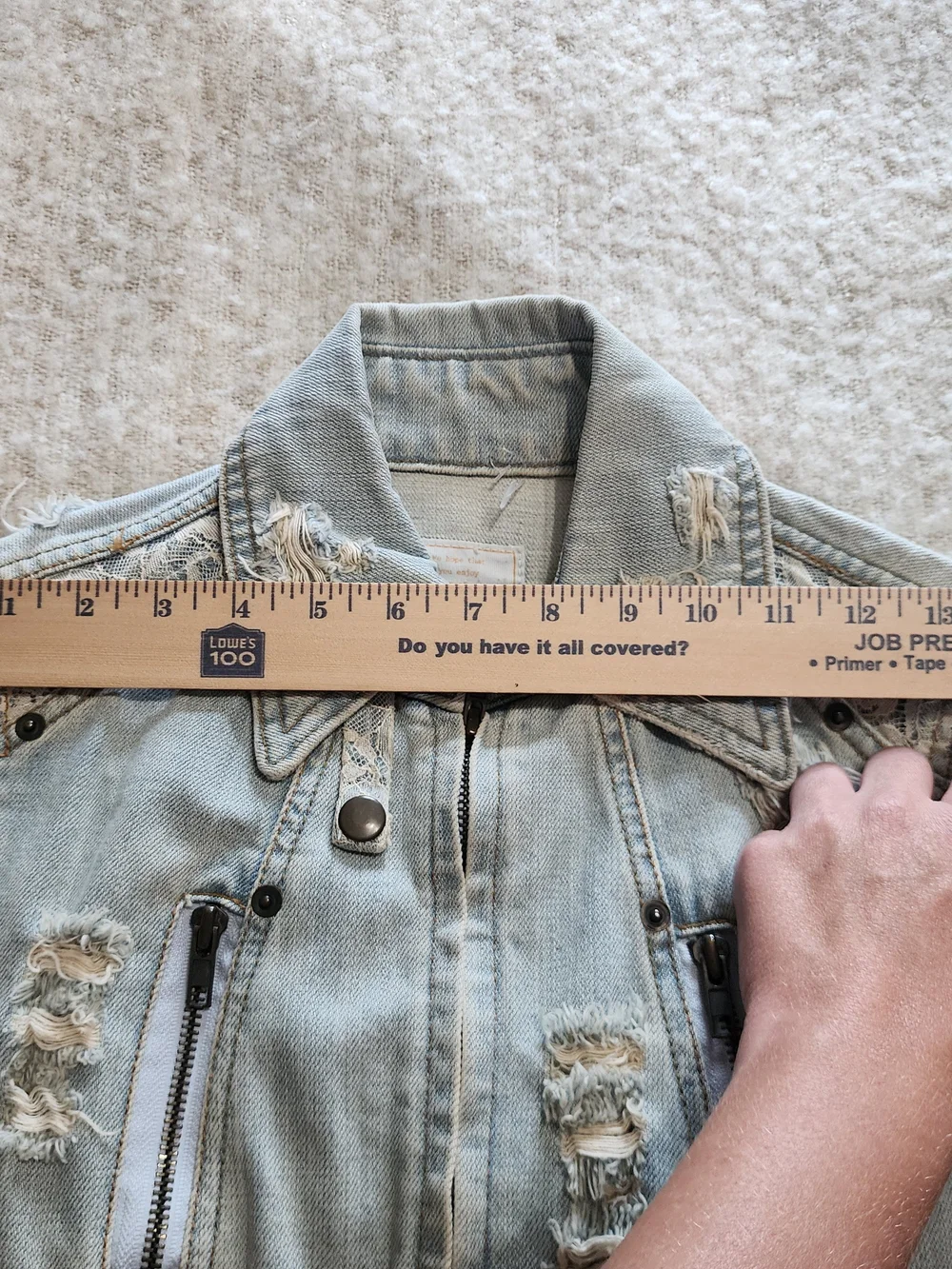 Forever Love Distressed Denim Y2K JacLight Wash Distressed Denim Jacket - Women